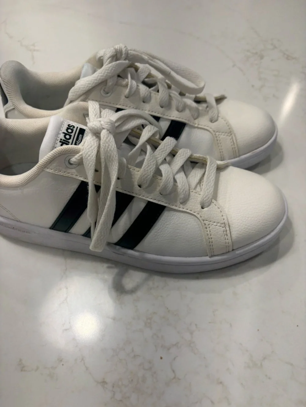 Adidas White Sneakers with Black Three Stripes - Picture 7 of 7